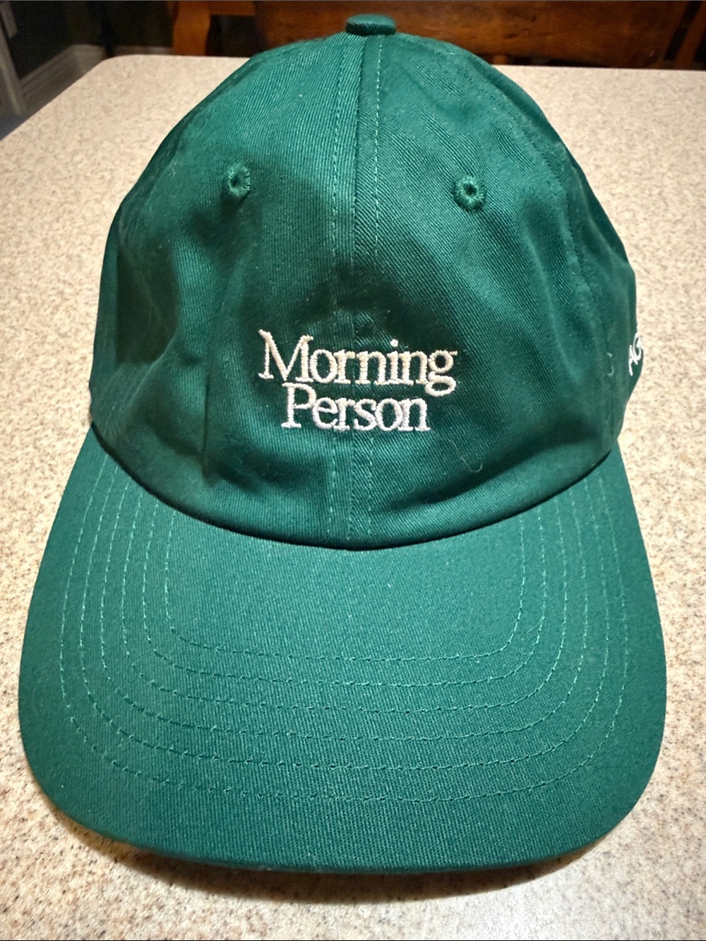 Morning Person Embroidered Green Baseball Cap AG1, NWT